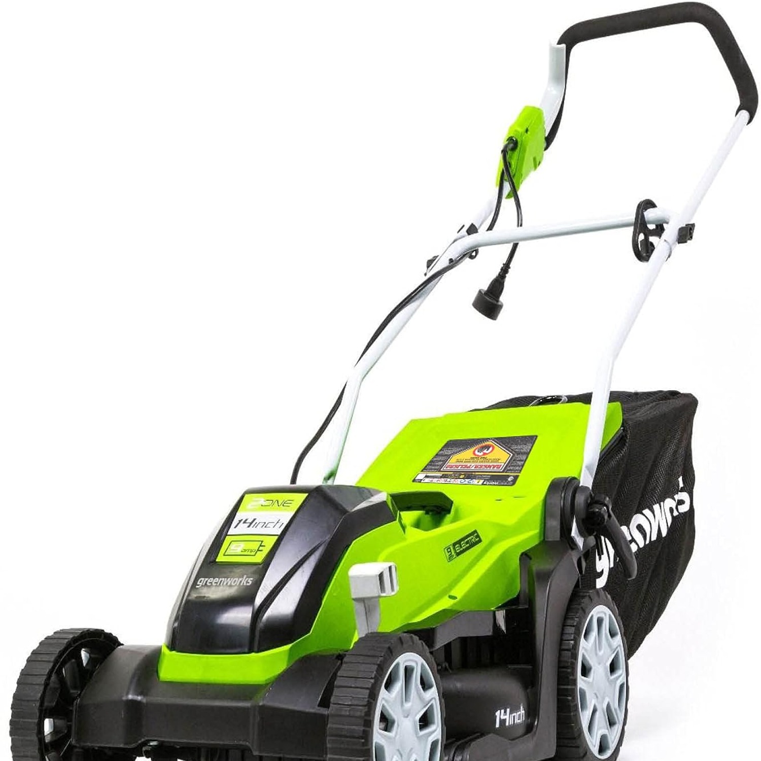 Greenworks 25142 16 Inch Corded Lawn Mower, detail view